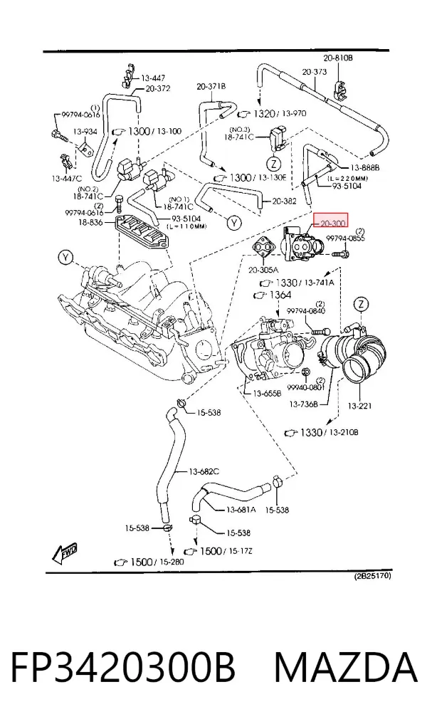 Válvula EGR de recirculação dos gases FP3420300B Mazda