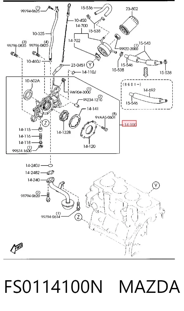 Bomba de óleo FS0114100N Mazda
