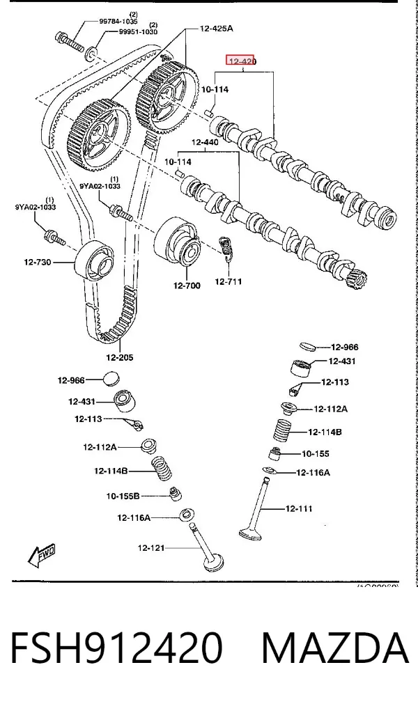 Árvore distribuidora de motor de admissão FSH912420 Mazda