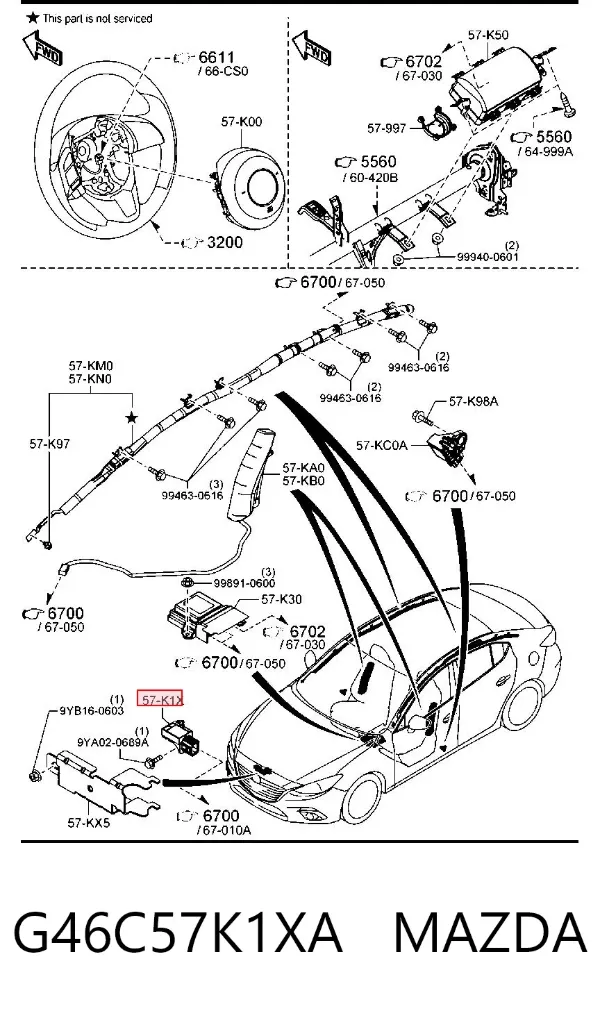 Sensor AIRBAG dianteiro G46C57K1XA Mazda