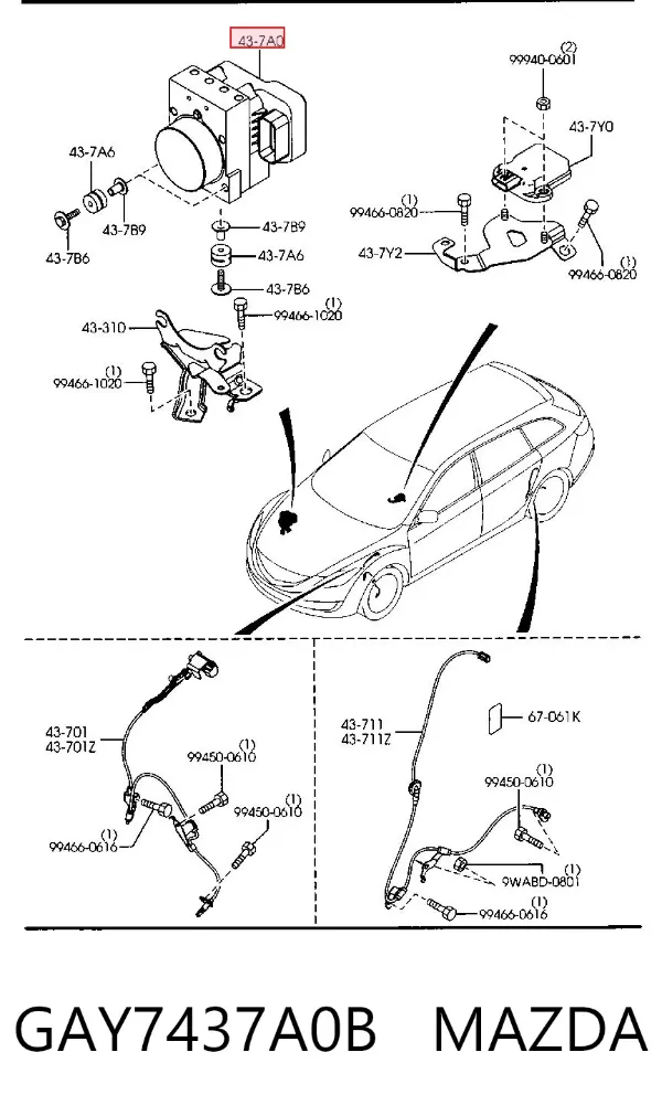 Unidade hidráulico de controlo ABS GAY7437A0B Mazda