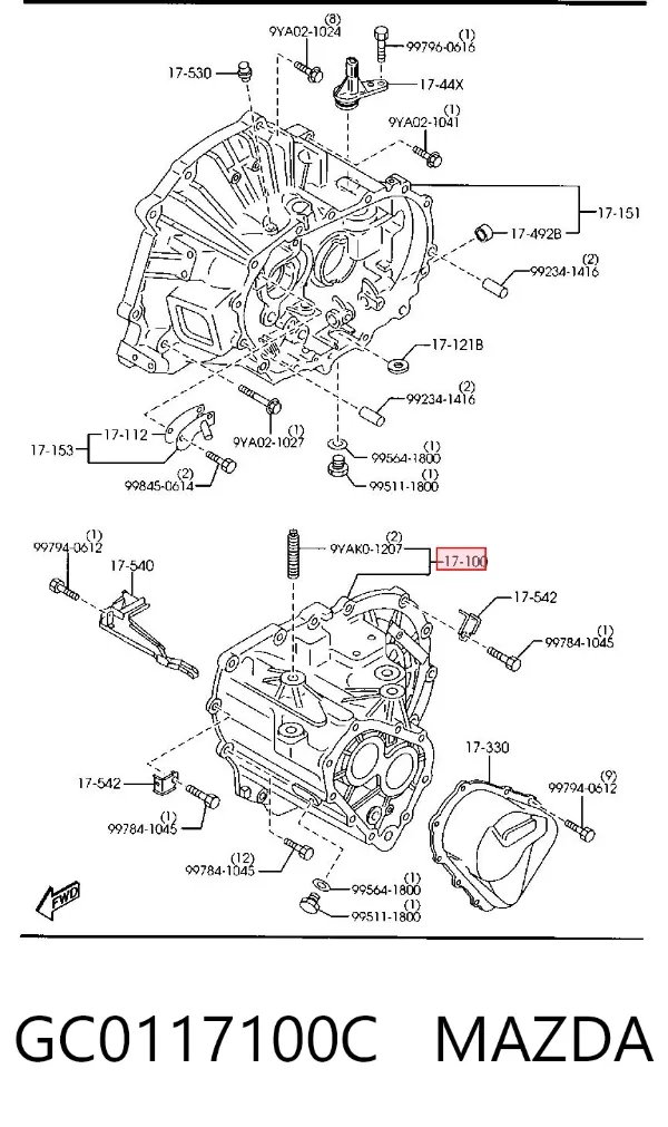 Caixa de Mudança montada (caixa mecânica de velocidades) GC0117100C Mazda