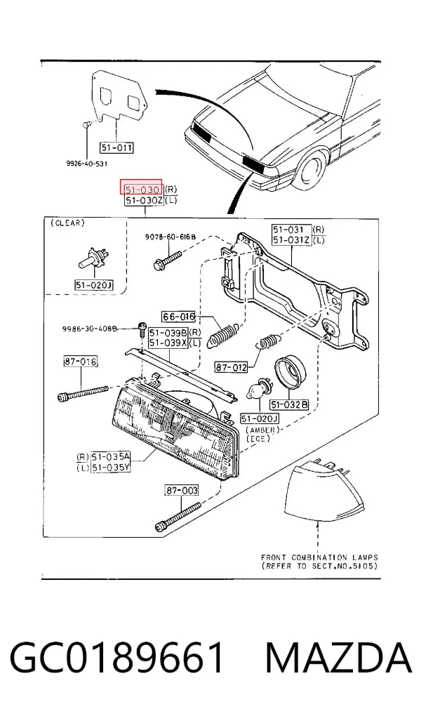 Luz direita Mazda 626 II
