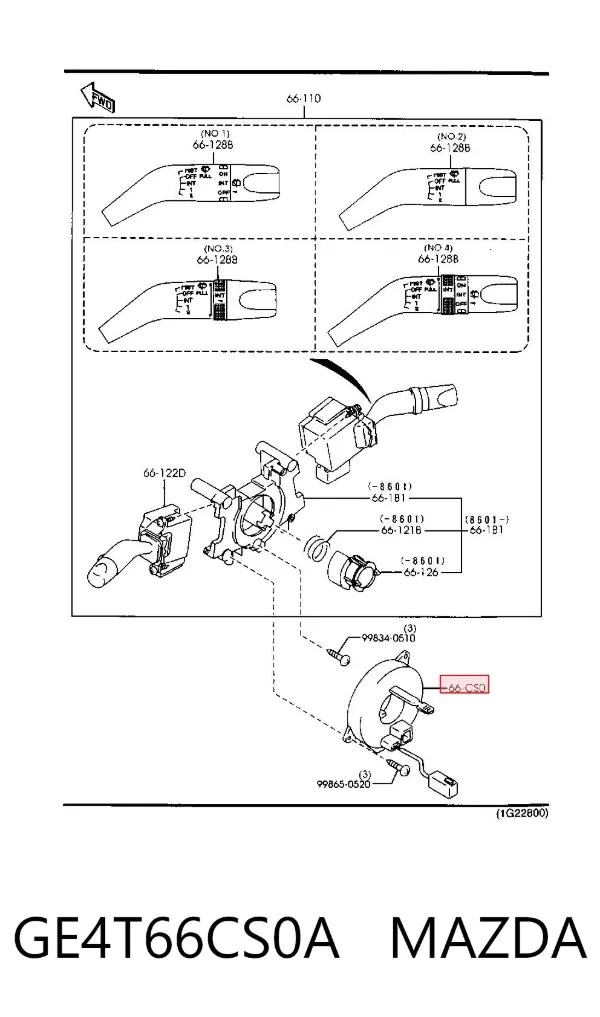 Anel AIRBAG de contato, cabo plano do volante GE4T66CS0A Mazda