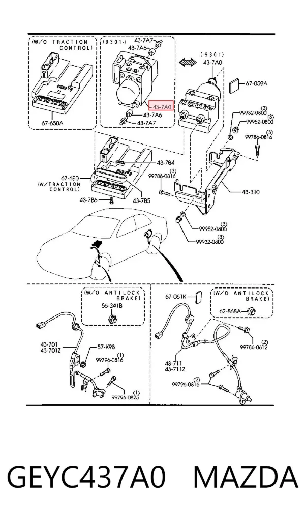 Unidade hidráulico de controlo ABS GEYC437A0 Mazda