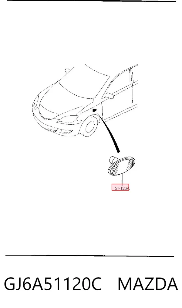 Luz intermitente no pára-lama GJ6A51120C Mazda
