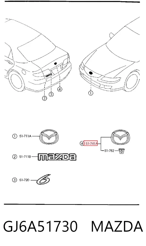 Emblema de tampa de porta-malas (emblema de firma) Mazda 6 GG