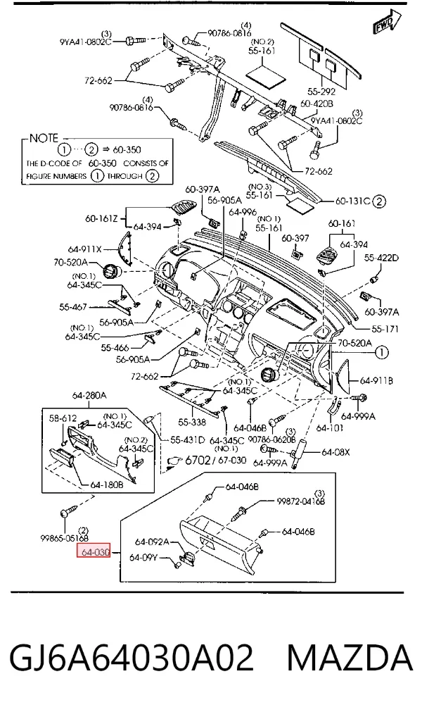 Caixa para porta-luvas (porta-luvas) Mazda 6 GG
