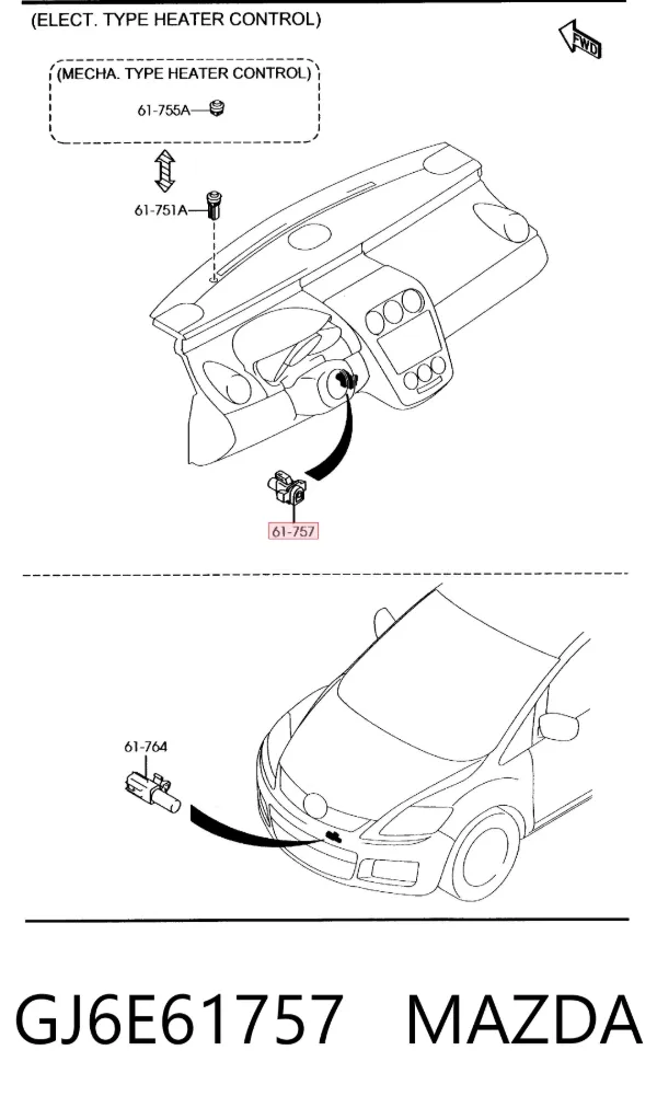 Sensor de temperatura de ar no salão Mazda 6 GY