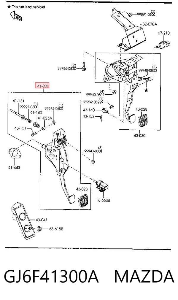 Pedal de embraiagem GJ6F41300A Mazda