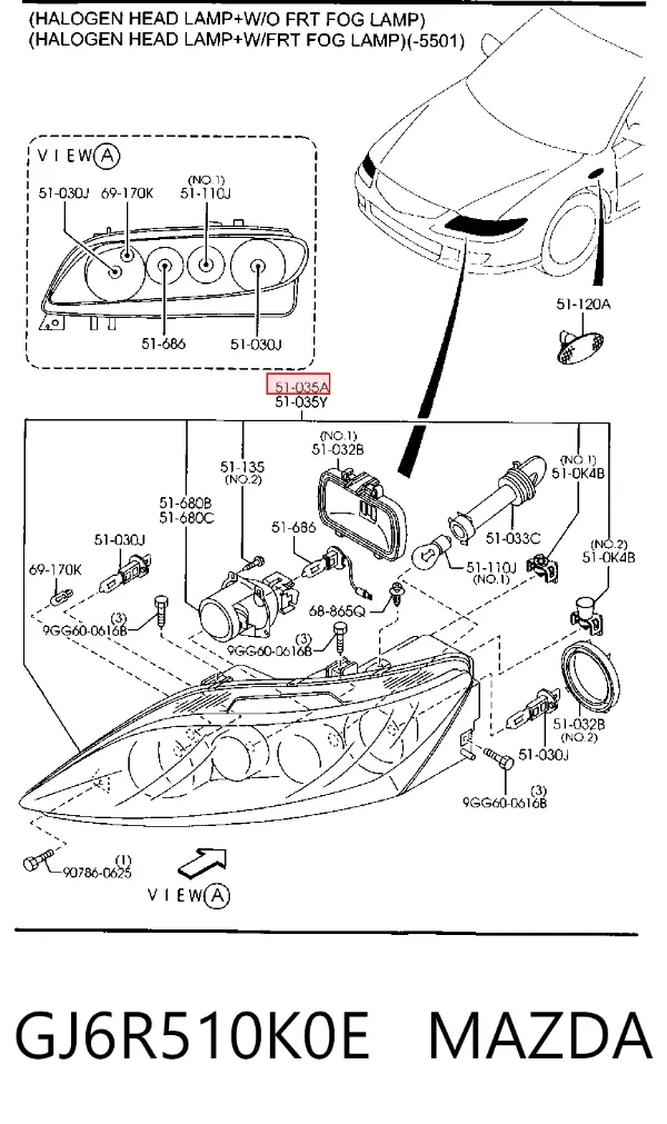 Luz direita GJ6R510K0E Mazda