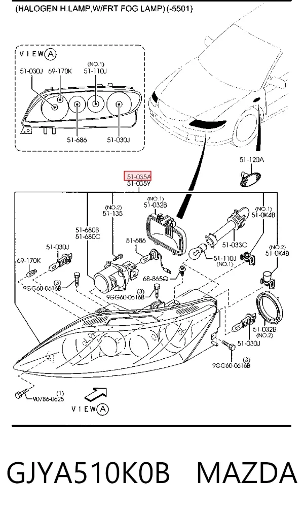 Luz direita GJYA510K0B Mazda