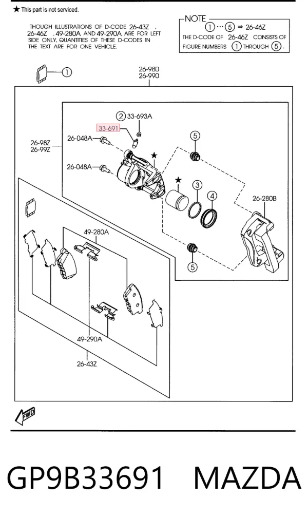 Tubo de ligação de bombeio de suporte do freio dianteiro GP9B33691 Mazda