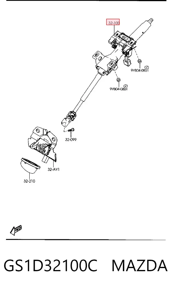 Coluna da direção GS1D32100C Mazda
