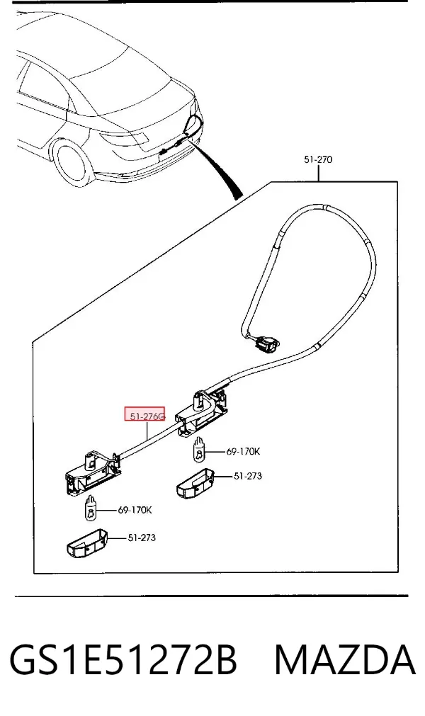 Lanterna da luz de fundo de matrícula traseira GS1E51272B Mazda