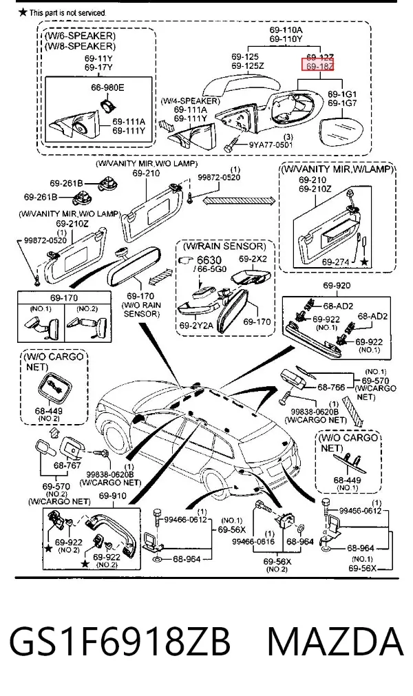 Espelho de retrovisão esquerdo GS1F6918ZB Mazda