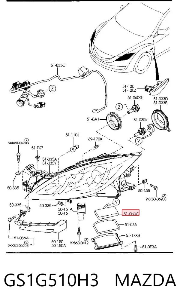 Unidade de encendido (xénon) GS1G510H3 Mazda