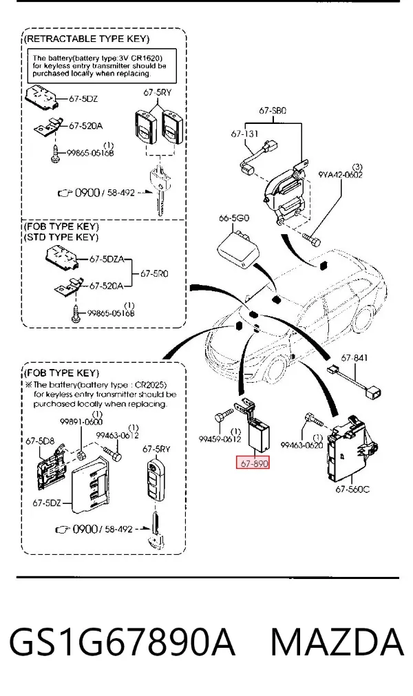 Módulo de direção (Centralina eletrônica) das luzes GS1G67890A Mazda