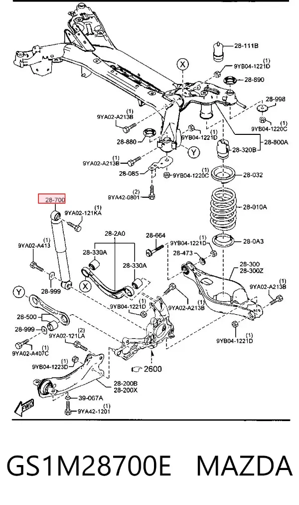 Amortecedor traseiro GS1M28700E Mazda