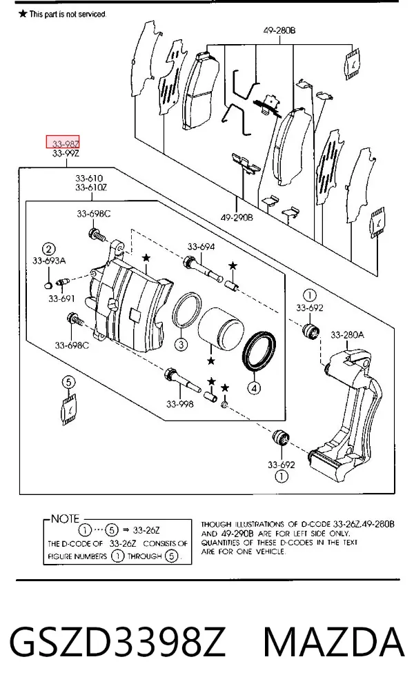Suporte do freio dianteiro direito GSZD3398Z Mazda