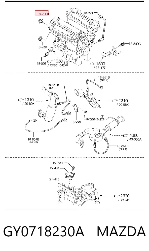 Sensor de posição da árvore distribuidora GY0718230A Mazda