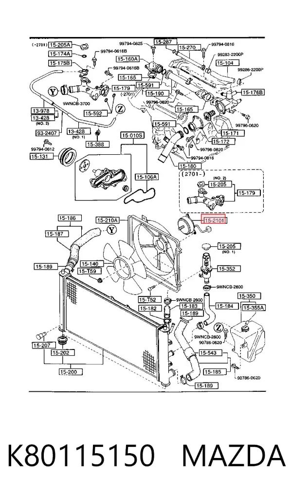 Motor de ventilador de aparelho de ar condicionado K80115150 Mazda