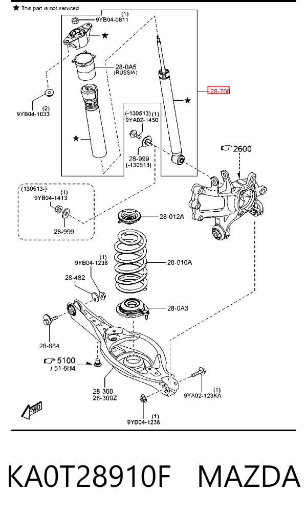 Amortecedor traseiro KA0T28910F Mazda