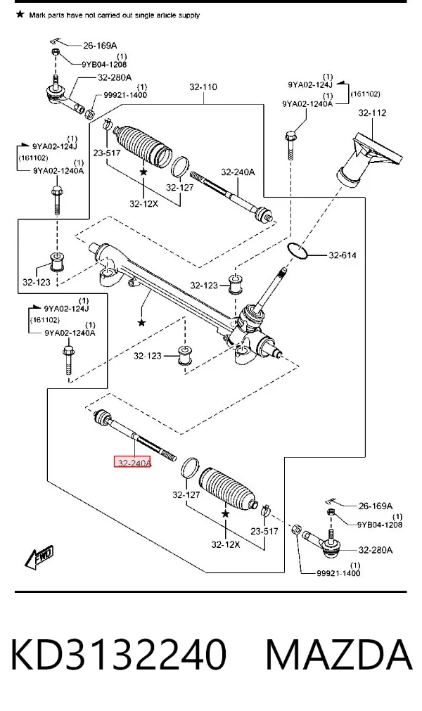 Tração de direção KD3132240 Mazda