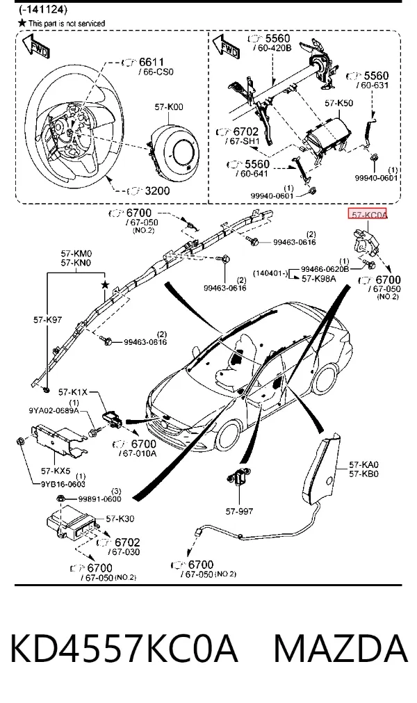 Sensor AIRBAG dianteiro KD4557KC0A Mazda