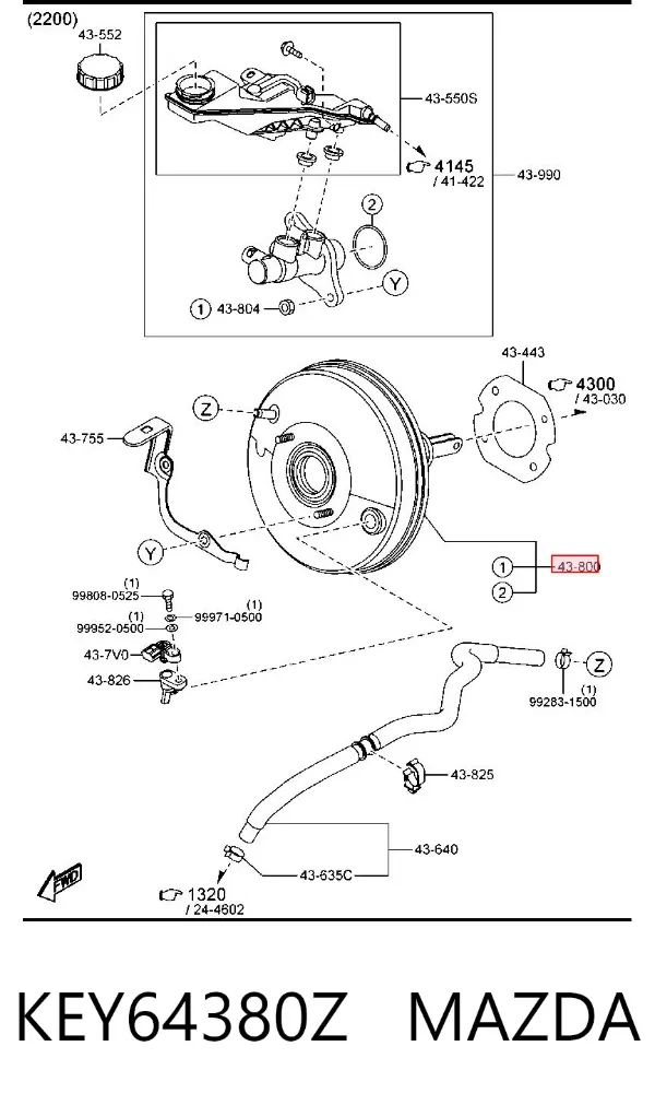 Reforçador dos freios a vácuo KEY64380Z Mazda