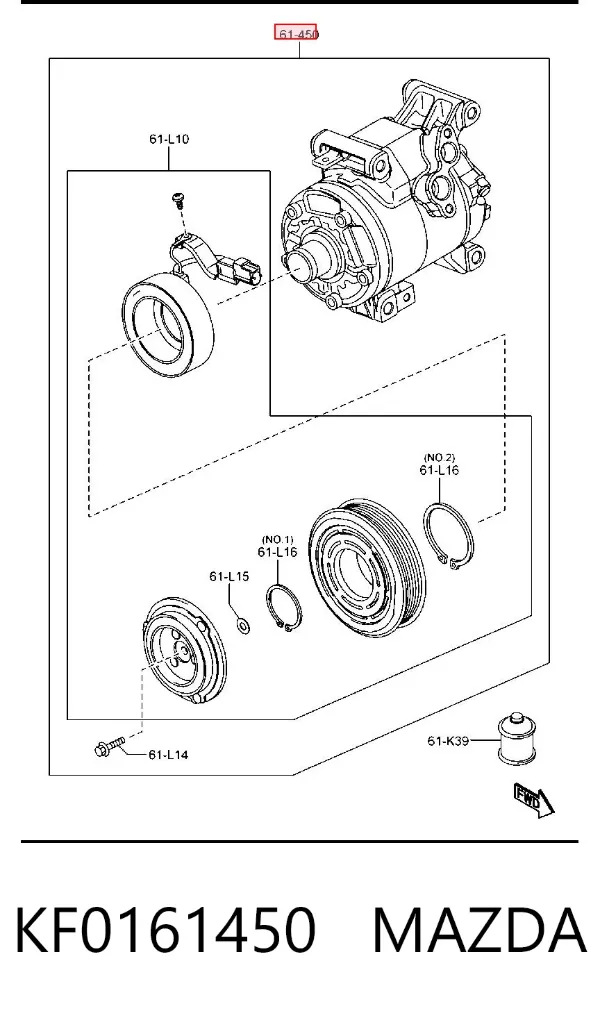 Compressor de aparelho de ar condicionado KF0161450 Mazda