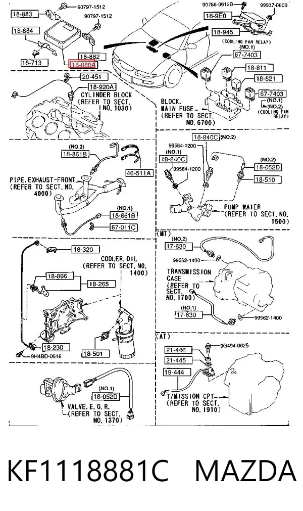 Módulo de direção (Centralina eletrônica) de motor Mazda 323 F V