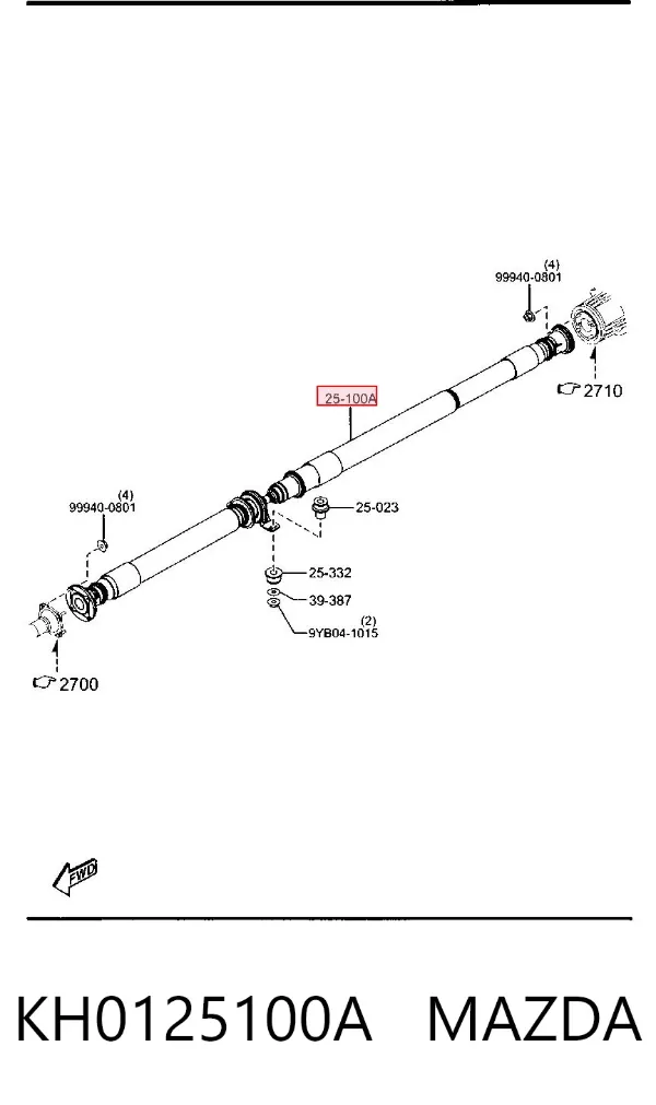 Junta universal traseira montada KH0125100A Mazda