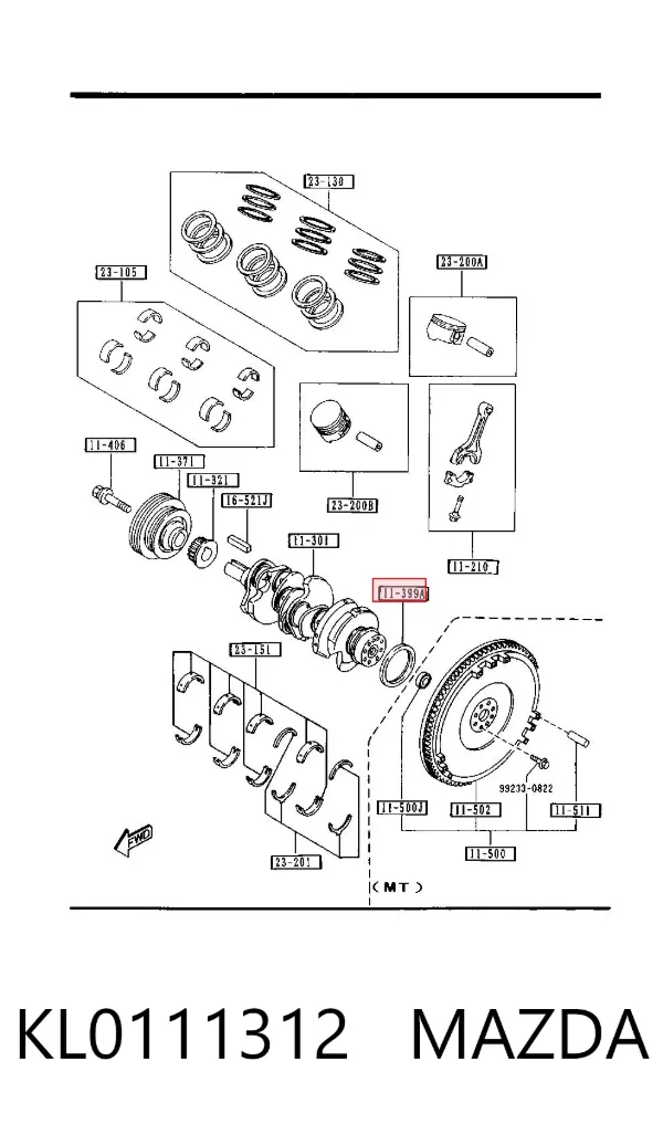 Vedação traseira de cambota de motor KL0111312 Mazda