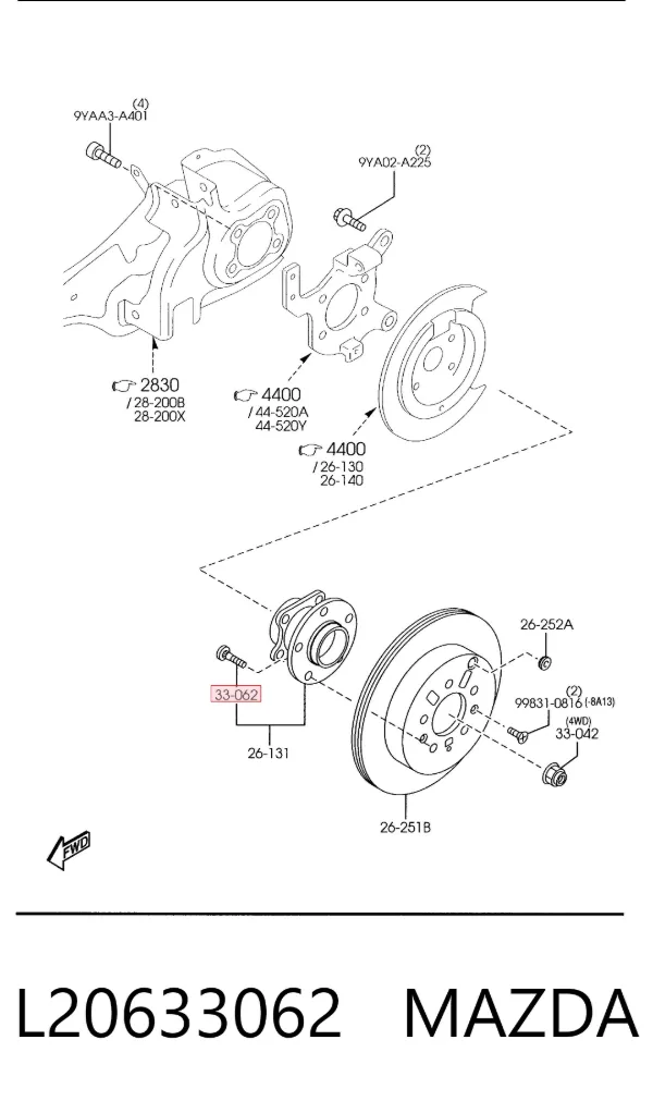 Parafuso de roda L20633062 Mazda