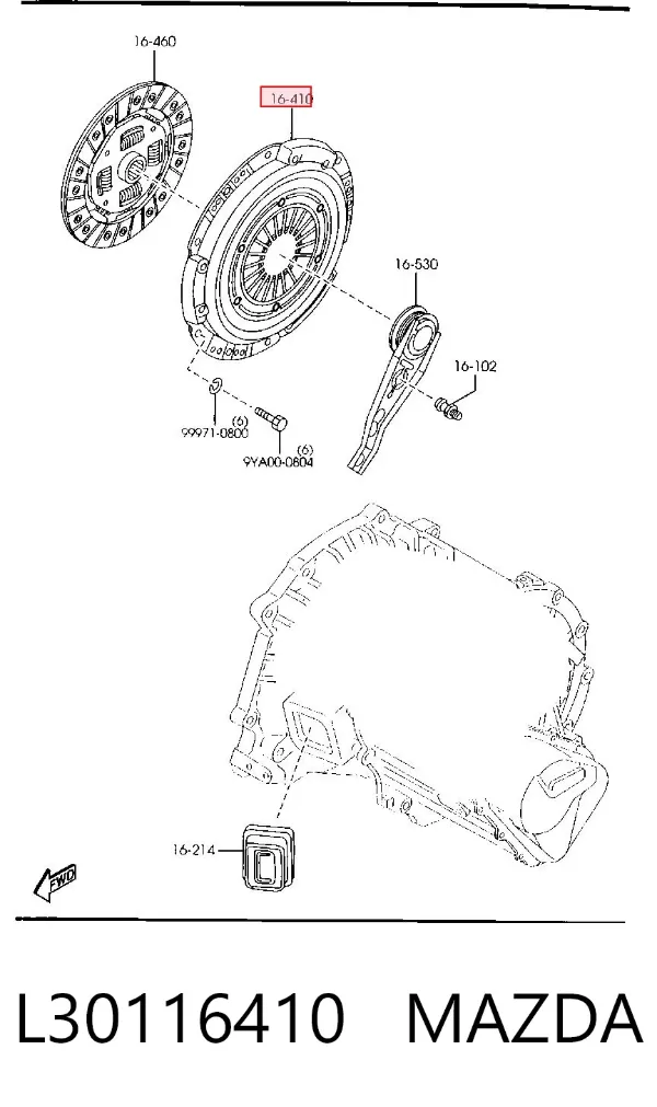 Cesta de embraiagem L30116410 Mazda
