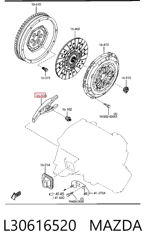 Forquilha de embraiagem L30616520 Mazda