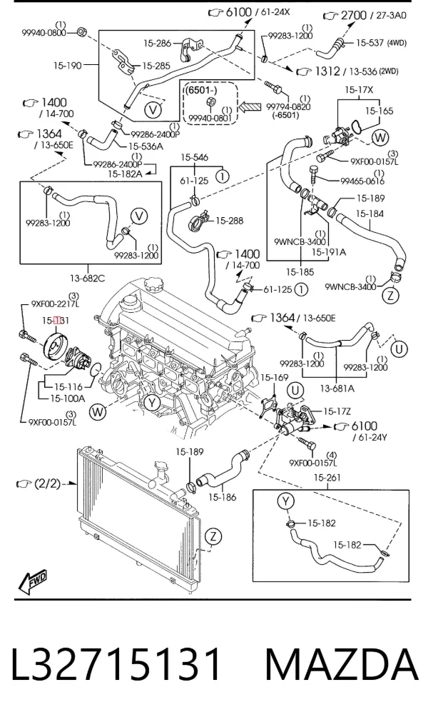 Polia da bomba de água L32715131 Mazda