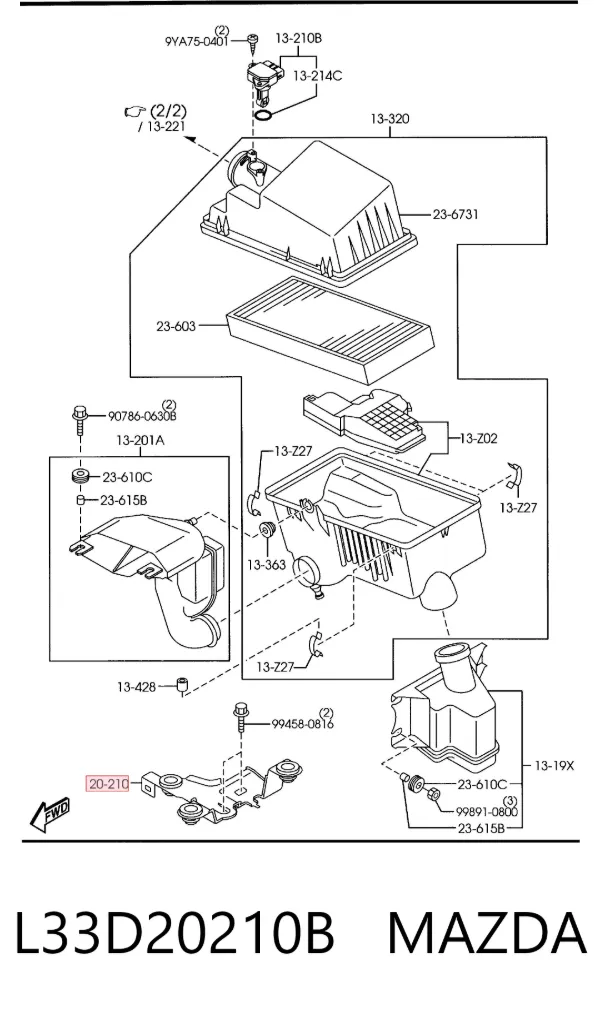 Painel de fixação de matrícula dianteira L33D20210B Mazda