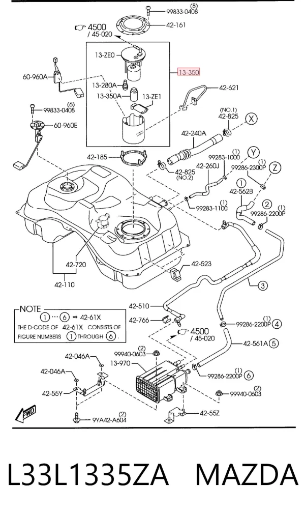 Módulo de bomba de combustível com sensor do nível de combustível Mazda CX-7 ER