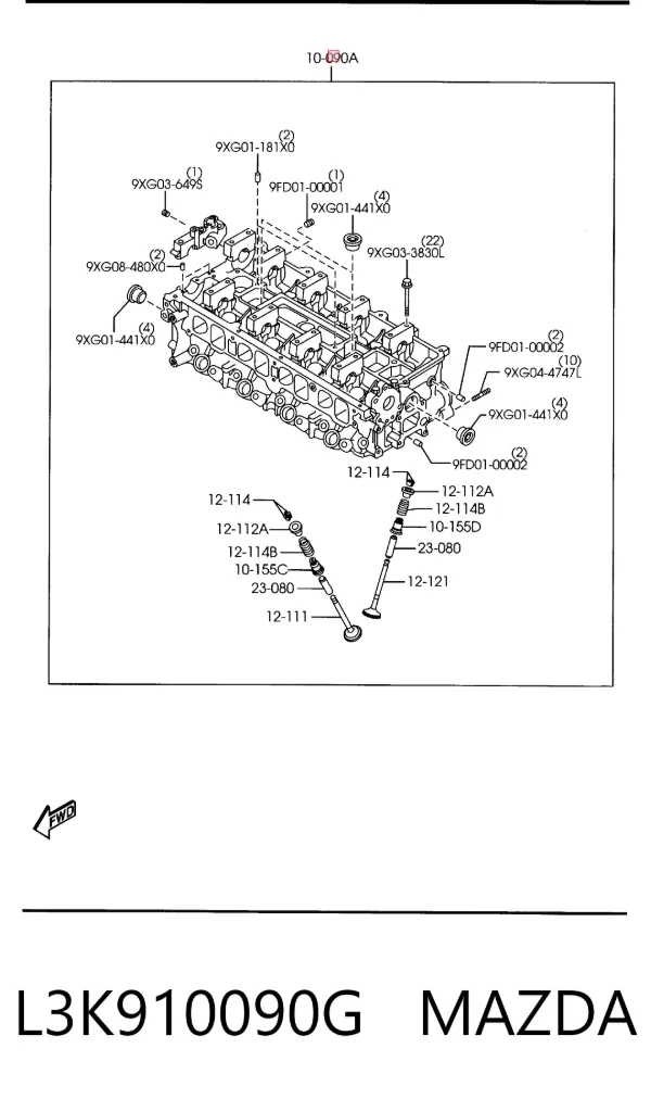 Cabeça de motor (CBC) L3K910090G Mazda