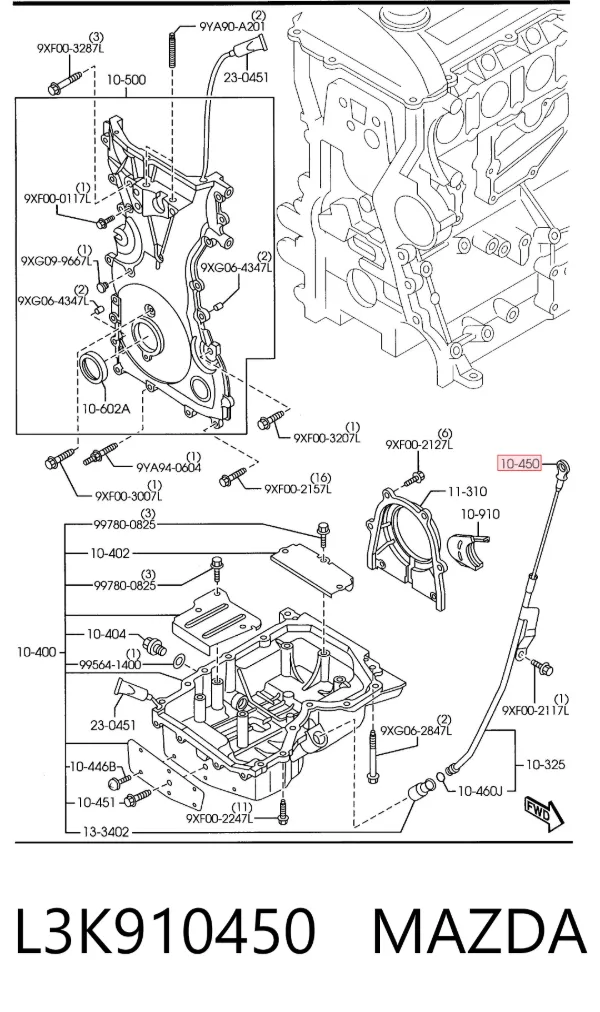 Sonda (indicador) do nível de óleo no motor L3K910450 Mazda
