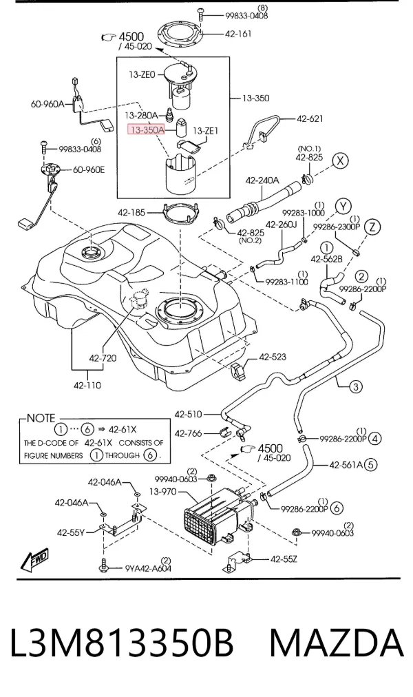 Elemento de turbina da bomba de combustível L3M813350B Mazda