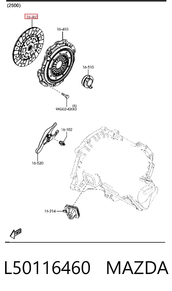 Disco de embraiagem L50116460 Mazda
