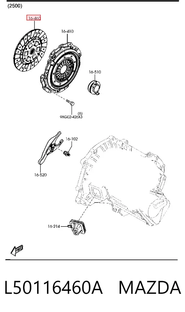Disco de embraiagem L50116460A Mazda