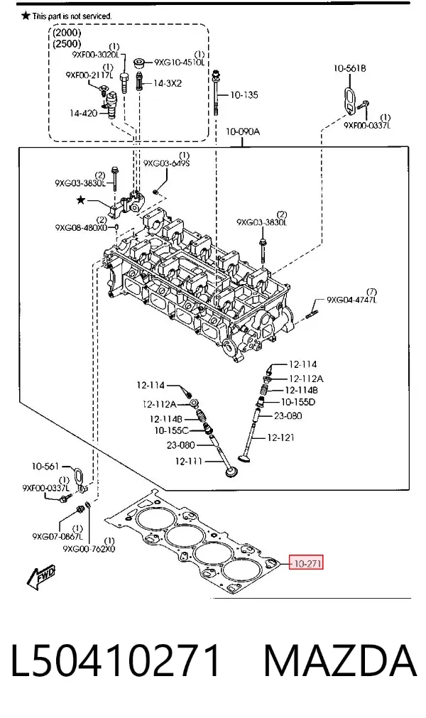 Vedante de cabeça de motor (CBC) L50410271 Mazda