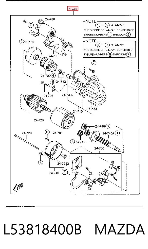 Motor de arranco L53818400B Mazda