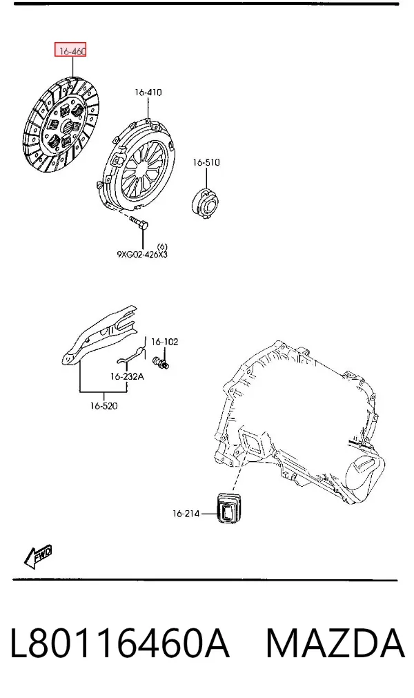Disco de embraiagem L80116460A Mazda