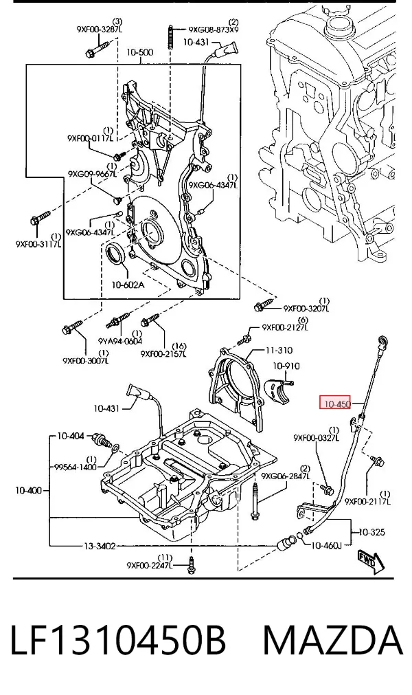 Sonda (indicador) do nível de óleo no motor LF1310450B Mazda