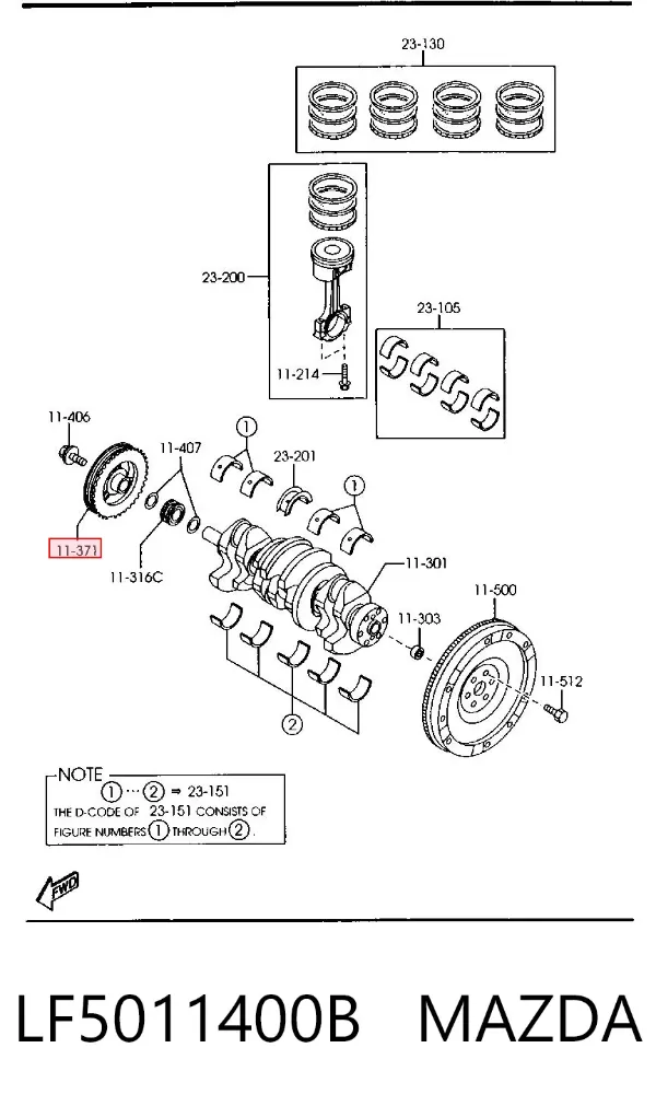 Polia de cambota LF5011400B Mazda